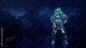 Astronaut dancing on the sci-fi surface. 4K CGI animation.