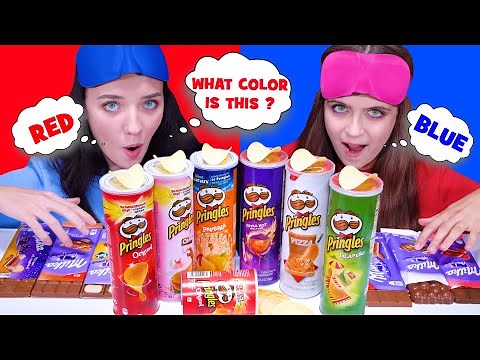 ASMR FOOD CHALLENGE WITH CLOSED EYES (Guess the Color and Guess the Taste)