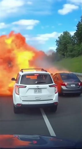 Driver Escapes Exploding Car Seconds Before Disaster