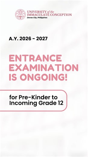 ✨🌏 Apply for the UIC Basic Education Department Entrance Exam and harness their potential and transform the world. ✨🌏 ‼️𝑵𝒐𝒘 𝑨𝒄𝒄𝒆𝒑𝒕𝒊𝒏𝒈 𝑬𝒏𝒕𝒓𝒂𝒏𝒄𝒆 𝑬𝒙𝒂𝒎𝒊𝒏𝒂𝒕𝒊𝒐𝒏 𝑻𝒆𝒔𝒕 𝑻𝒂𝒌𝒆𝒓𝒔 𝑭𝒐𝒓 𝑷𝒓𝒆-𝑲𝒊𝒏𝒅𝒆𝒓 𝒕𝒐 𝑰𝒏𝒄𝒐𝒎𝒊𝒏𝒈 𝑮𝒓𝒂𝒅𝒆 12!‼️ ⬇️You may book your exam using the link below: ⬇️ https://forms.gle/TaRo45FUAjvFQwv5A 📍 𝗘𝗫𝗔𝗠 𝗟𝗢𝗖𝗔𝗧𝗜𝗢𝗡: Grade School – Guidance and Testing Center, Sto. Niño Bldg., Ground Floor, Bajada, Davao City Payment: 150.0