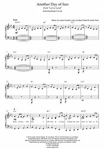 La La Land - Another Day of Sun (Intermediate Level) (Justin Hurwitz) - Piano Sheet Music