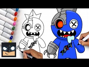 Rainbow Friends  How To Draw Cyborg Blue | Draw & Color - Videos For Kids