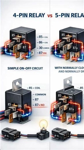 4-PIN RELAY vs 5-PIN RELAY#automobile#mecanica#mechanic#12v#24v#diy #test#viral #racing#electronic