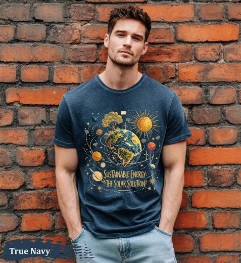 Earth Day Solar Solution Retro T-shirt, Energy Sustainable Tee, Renewable Energy Cosmic Planet Shirt, Eco Friendly Save Planet Space Tee - Etsy