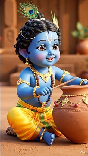 Little Krishna Plays with a Butter Pot 🎶 story no 16 #littlekrishna #krishnastories #iskcon