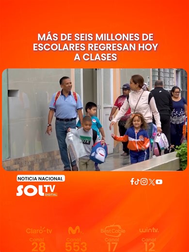 #NACIONAL I ¡VUELTA A LAS AULAS! Hoy se inicia el año escolar 2026 en todo el país. Más de seis millones de estudiantes regresarán a las aulas para retomar sus actividades académicas. 📺🇵🇪 ¡SOL TV EN TODO EL PERÚ! Disfrútanos en: 📡 Claro TV – Canal 26 l Movistar TV – Canal 553 l DGO – DIRECTV l Win TV – Canal 12 Best Cable – Canal 17 l TV 360 Bitel Porque estés donde estés ¡siempre estamos contigo!