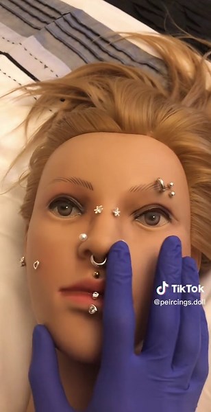 SNAKE BITES 😭 #snakebitepiercing #piercingdoll #piercing #doll #fyp #piercings
