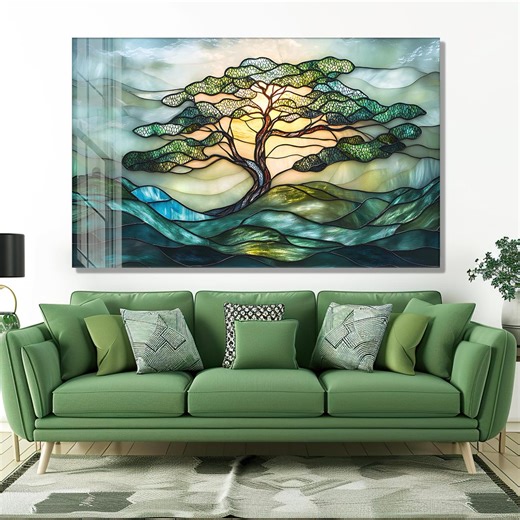 Stained Glass Tree of Life Tempered Glass Wall Art, Spiritual Decor - Etsy