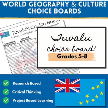 Tuvalu Country Study Choice Board|5-8 History Geography Research Project GT