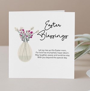 Easter Card with Poem - Let Joy Rise Up This Easter Morn | Spring Flowers