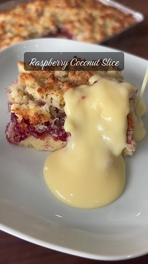 Raspberry Coconut Slice Traybake Recipe