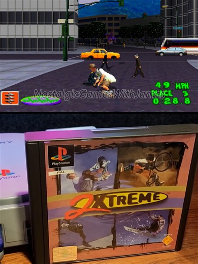 Can you remember this PS1 game?? 🤔 2Xtreme PS1 (1996/1997) This game was absolute chaos 😂 I first discovered it on one of my demo discs and I enjoyed it so much that I would play it repeatedly. This is a fast-paced extreme sports racing game that had the option of four different sports, skateboards, rollerblades, snowboards, and mountain bikes. But instead of simple racing, you fly through packed courses full of obstacles, jumps and rival racers trying to knock you out of the way. Each track h