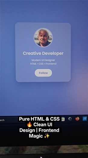 Pure HTML & CSS 🔥 Clean UI Design | Frontend Magic ✨#html #css #javascript #frontenddeveloper#webdev