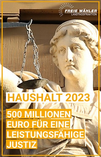 #Haushaltswoche im #Plenum: Von heute an bis Donnerstagnacht geben wir #FREIEWÄHLER den Etat 2023 für alle Ressorts der #Staatsregierung frei – insgesamt sind das über 71 Milliarden Euro. Als erstes wird heute der Etat für das Ressort Justiz genehmigt: Ob Einführung des elektronischen Rechtsverkehrs, medientechnische Ertüchtigung der Sitzungssäle oder Einstellung zusätzlicher Staatsanwälte – im #Haushalt2023 stellen wir fast 500 Millionen Euro bereit, um unsere Justiz fit für die Zukunft zu mach