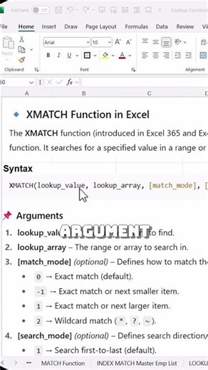 Unlocking the Power of XMATCH in Excel! Definition & Syntax #shorts