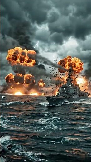 US Navy Battleship Under Missile Attack ⚡ Epic Ocean War Scene (4K Cinematic)