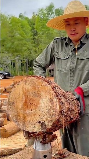 Efficient Log Splitting Using a Heavy-Duty Drill Cone