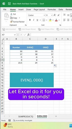 EVEN vs ODD Function in Excel | Round Numbers Fast!