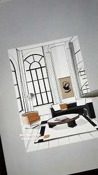 Contemporary interior concept - living room sketch