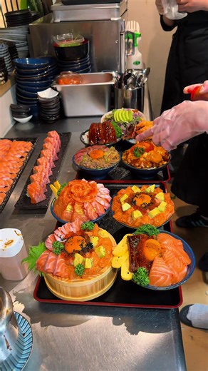 Delicious Salmon Sashimi in Osaka, Japan