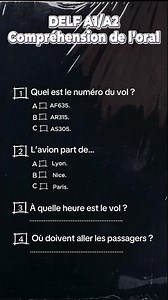 Compréhension de l’oral | Delf A1 A2 Exam Practice | à l'Aéroport, Annonce du vol