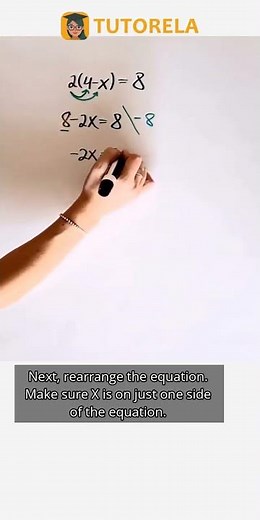 Solve 2(4-x)=8 for X: Step-by-Step Guide #Math #LinearEquations(oneVariable)