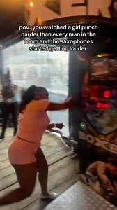 she wasn’t even happy with her score she wanted to break the machine😭 @jadapinketxo