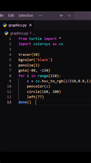 How to create graphics using Python🐍 turtle 🐢 #python #pythonchallenge #code #pythontutorial #pythonprogramming #pythoncourse #oualicode #programming #programmingchallenge #programminglife #programmerlife #codechallenge #codelife #explore #explorer #exploremore #developer #developers #development #developerlife #developmentchallenges #developer #development #python3 #pythoncode #pythonchallenge #PythonProgramming #pythonprogramming #pythonlearning #pythonprojects #pythondeveloper #programmer #