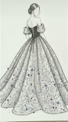 fashion illustration #dress #design #gaun #fashiondesign #shortvedio