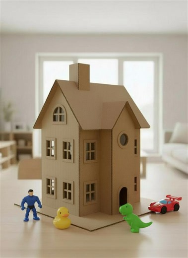 Large Cardboard House Villa Template Printable | DIY Craft Project | Cardboard Cutout - Etsy