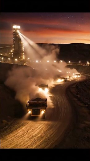 Night Shift Giants: Massive Mining Trucks in Action! 🚚