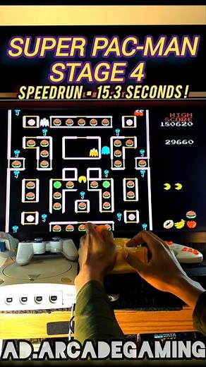 Super Pac-Man Stage 4 Speedrun 15.3s - Namco Arcade Classics Joystick Controller