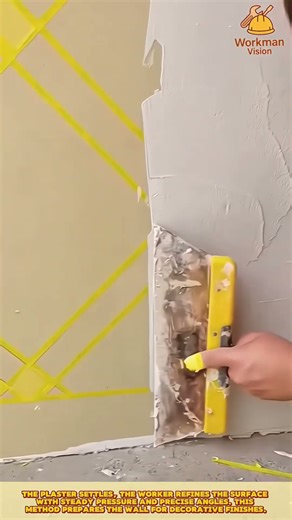 Skilled Worker Skim Coating a Decorative Wall for a Clean Textured Finish #walldecor
