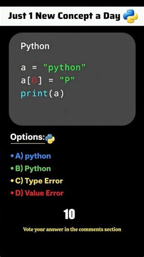 𝗣𝘆𝘁𝗵𝗼𝗻 𝗗𝗮𝗶𝗹𝘆 𝗗𝗼𝘀𝗲 – 𝗗𝗮𝘆 𝟭𝟯𝟭 🧠 String Mutation Challenge Looks super… #shorts