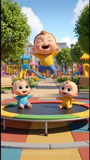 😂 Funny Babies Jumping HIGH on Trampoline in City Park! | Cute Baby Animation
