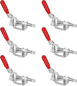POWERTEC 6PK Toggle Clamp, 300lbs Holding Capacity, 302F Quick Release Push/Pull Clamp for Woodworking Jigs and Fixtures, Pocket Hole Jigs, Welding, CNC (20304-P6)