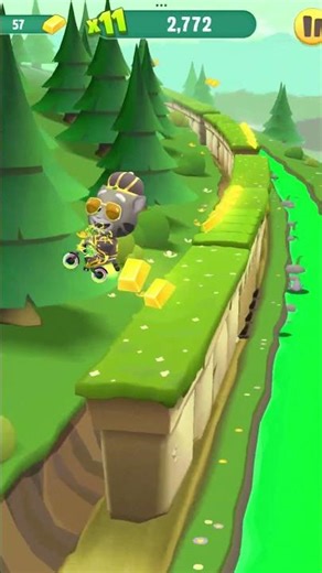 Talking Tom Gold Run King Tom Rides The Super Blaze Bike & Chases Raccoon In Ginger Village & Forest