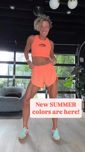 Erin Oprea on Instagram: "Put "SHOP" in comments I'll send you a link to my new "SUMMER COLLECTION" such gorgeous happy colors!! Which is your favorite??? I'll start, the "TANGERINE" but I really love them all pair it with my white mesh tank and it's soooooo cute!!!! Tangerine shorts mid rise 3"inseam and the most flattering leg cut. I'm in a small in everything. No need to size up order true to size MOCHA and DISTY LILAC are in my scallop breezy playtime shorts, high waisted 3" inseam perfect c