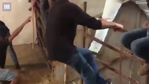 Bull smashes man to the ground with kick to jaw during Portuguese festival