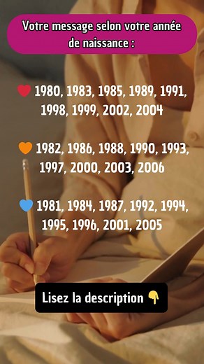 ❤️ Le Feu du Cœur Une énergie passionnée s’éveille en vous. Une personne pourrait reconnaître votre valeur, votre douceur, votre présence. Ce mois-ci, vous attirez des connexions plus vraies, plus vibrantes, plus engagées. L’amour circule vers vous avec une intensité nouvelle. 🔥 Commentez votre année de naissance pour recevoir pleinement ce message. 🧡 L’Alignement du Destin Vos relations se rééquilibrent. Les liens qui ne résonnent plus s’apaisent et s’éloignent naturellement. Ceux qui vous co