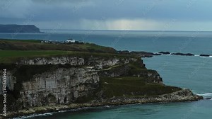 Carrick-a-Rede Rope Bridge, part of the Causeway Coastal Route on the north coast of Northern Ireland