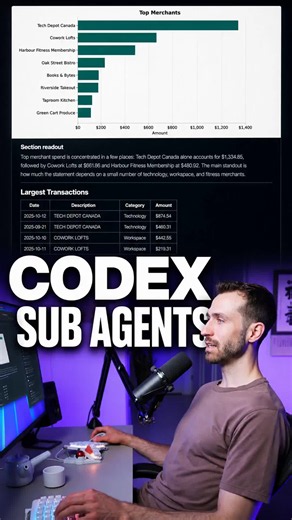 Codex sub agents... Here's an example of using sub-agents with a codex agent skill. Watch more in my