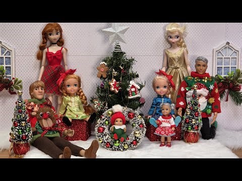 Merry Christmas ! Elsa & Anna toddlers - Santa - gifts - Barbie dolls