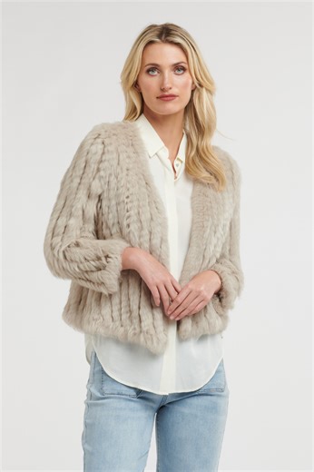 Rabbit Fur Poncho Stone