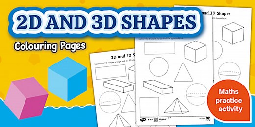 2D and 3D Shapes Colouring Pages