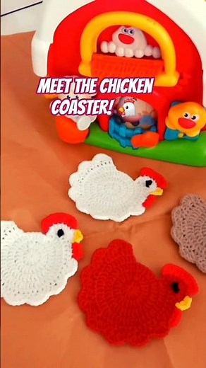 Crochet Chicken Coaster 🐔 Fun & Easy Farmhouse Pattern! #crochet #crochetpattern #diy #coaster