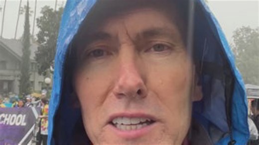 13News was with the Sound of Brownsburg Marching Band at the soggy Rose Bowl Parade in Pasadena. | WTHR-TV