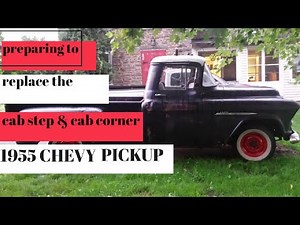1955 Chevy Pickup Truck Cab Corner and Step Replacement More Masking Tape Template Panel Fabrication