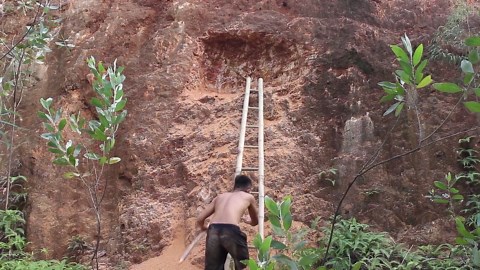 Construire une cabane souterraine et une piscine en falaise pour échapper à la faune sauvage