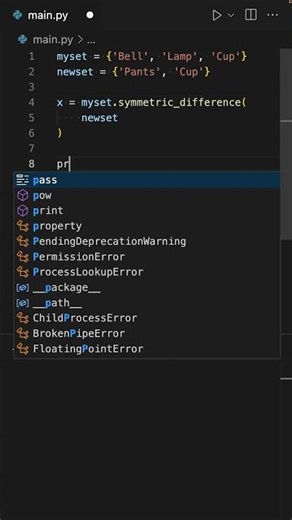 Symmetric Difference in Python Sets